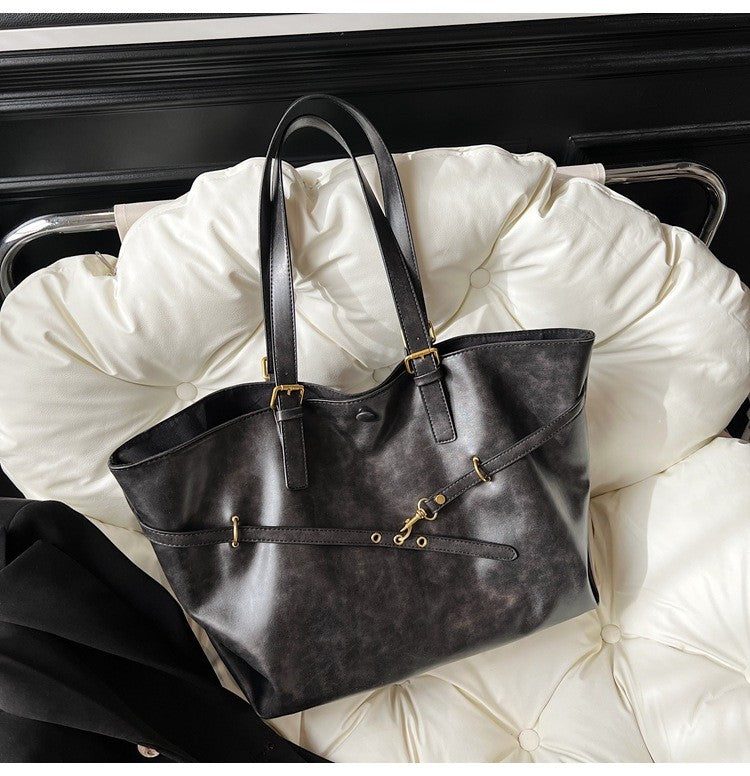 Retro Big PU Leather Shoulder Bag for Women 2025 Winter Trend New Y2K Fashion Handbags Females Travel Luxury Tote Bag  bolsas