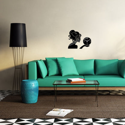 Beauty Lady Portrait Wall Clock Digital Quartz Watch Acrylic 3D Mirror Stickers Living Room Home Decor Beauty Salon Wall Decor