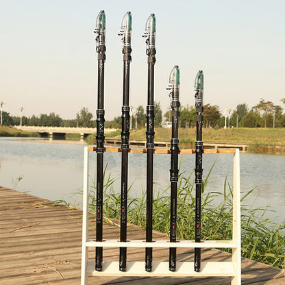 Cana de Pesca Telescópica de Carbono Portátil de 3,0M-4,5M, Vara de Pesca Giratória para Barco, Água Salgada, Água Doce, Surfcasting, Baitcasting