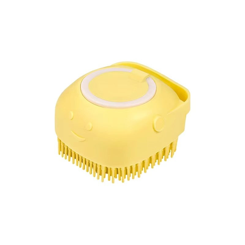 Escova de Banho para Animais de Estimação em Borracha Macia de Silicone com Reservatório de Shampoo Integrado Desembaraçadora e Autolimpante para Cães e Gatos Escova de Banho