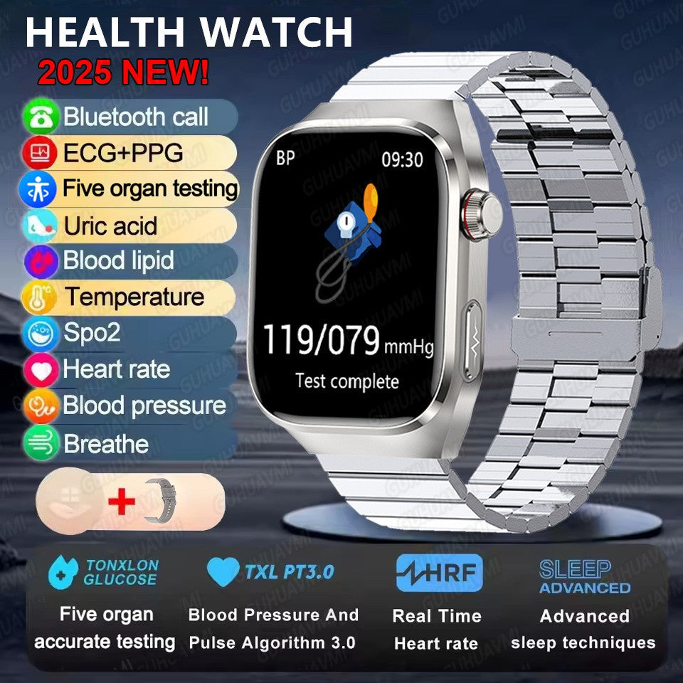 2025Novo Micro Exame Físico Smartwatch Para Homens Ácido Úrico Gordura Corporal Relógios de Saúde de Cinco Órgãos Chamada Bluetooth SmartBracelet