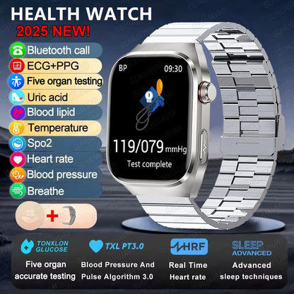 2025Novo Micro Exame Físico Smartwatch Para Homens Ácido Úrico Gordura Corporal Relógios de Saúde de Cinco Órgãos Chamada Bluetooth SmartBracelet