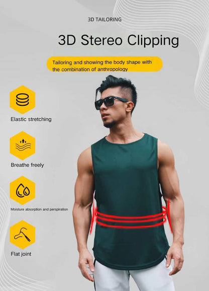 Summer Men's Gym Tank Top Fitness Training Clothing Quick-drying Loose Bodybuilding Sleeveless Shirt Men Fashion Basketball Vest