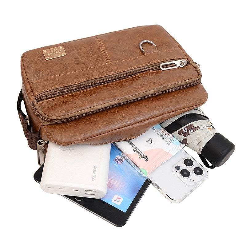 Men's PU Leather Crossbody Shoulder Bags High quality Tote Fashion Business Man Messenger Bag  Leather Bags fanny pack