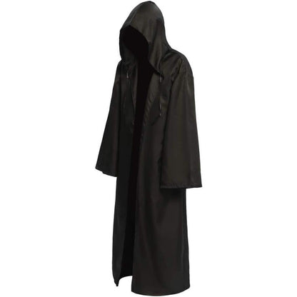 Wizard Cloak with Hood Medieval Sorcerer Robe, Fantasy Cosplay Cape