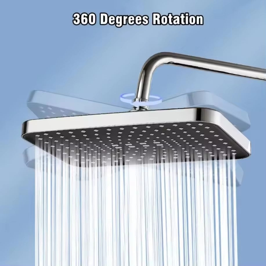 New 30cm Large Size High Pressure Overhead Rain Shower Head Large Flow Booster Rain Shower Head 360° Rotation Water Saving