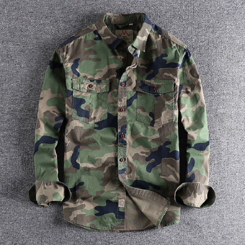 Men Camouflage Cargo Shirts High Quality Durable Outdoor Hiking Sport Daily Military Tactical Style Casual Camicia Camo Shirt