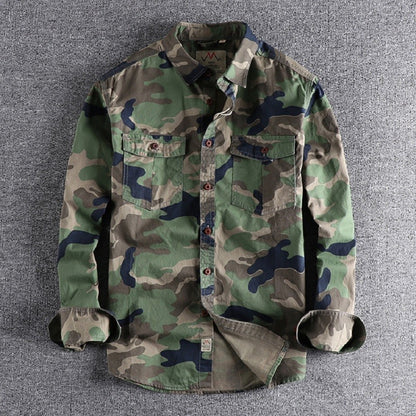 Men Camouflage Cargo Shirts High Quality Durable Outdoor Hiking Sport Daily Military Tactical Style Casual Camicia Camo Shirt