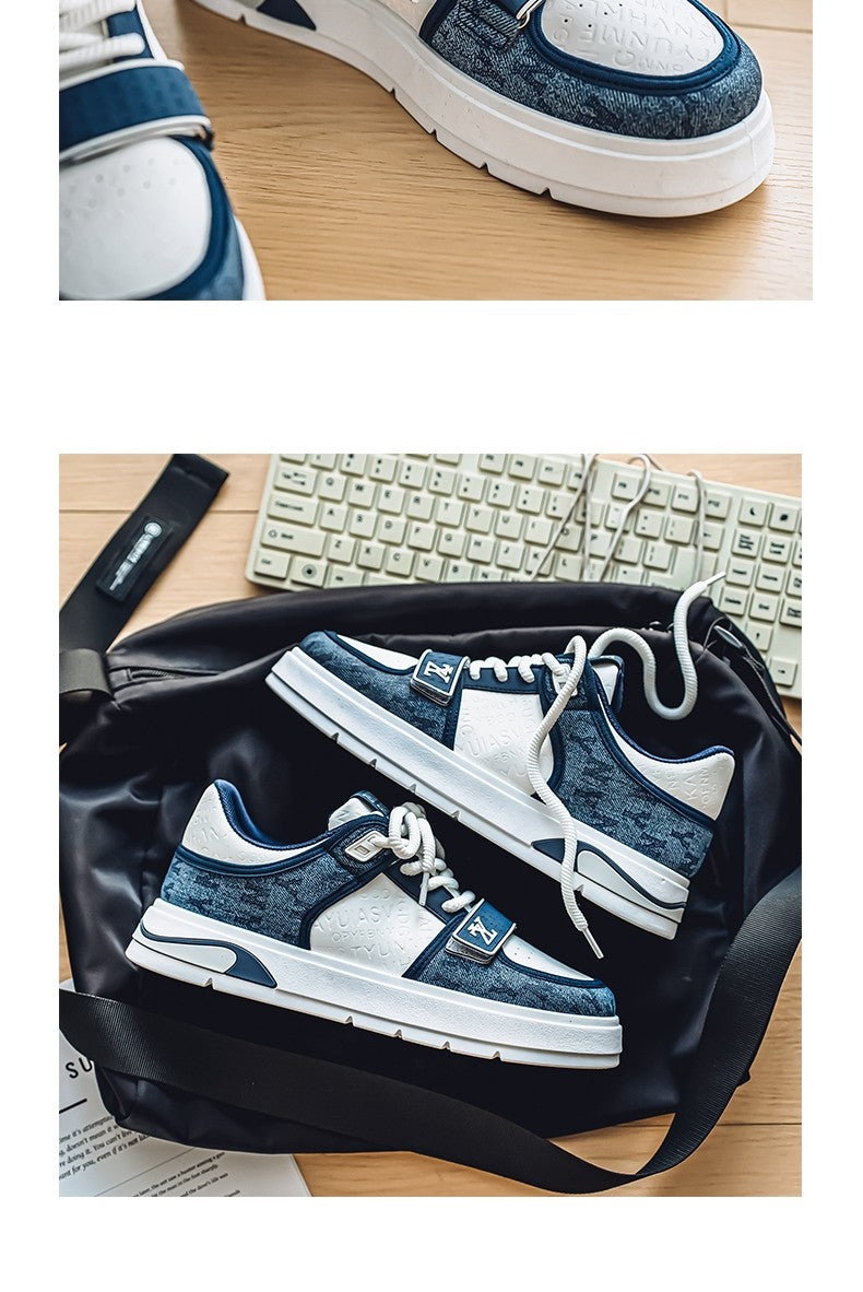 Tênis Masculino Azul da Moda 2025 Calçados Streetwear Hip Hop Tênis Casual Primavera Skate Tênis de Grife de Luxo Masculino