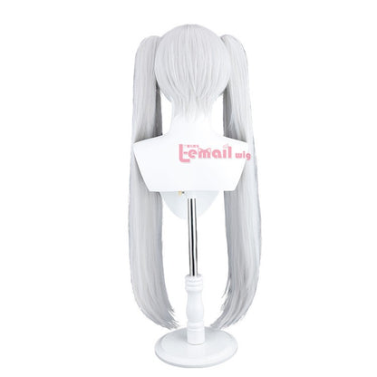 Peruca Sintética L-email wig Sousou no Frieren Frieren Cosplay 90cm Prata Branca Peruca com Dois Rabos de Cavalo Perucas de Halloween