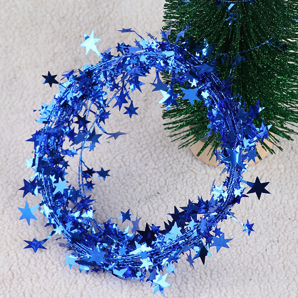 7.5m/8.2Yard Christmas Tree Decor Gold Silver Red Sparkly Star Wire Christmas Decorations Xmas Home Party Birthday Party Wedding