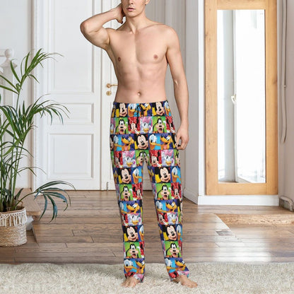 Custom Print Mickey Mouse Donald Duck Pajama Pants Men Sleep Sleepwear Bottoms with Pockets