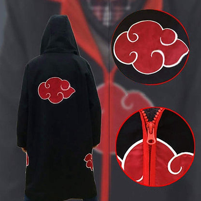 AnimeNinja Cosplay  Akatsuki Cosplay Ninja Costume Uchiha Itachi Red Cloud Cloak Robe Cloak Headband Props Halloween Clothe
