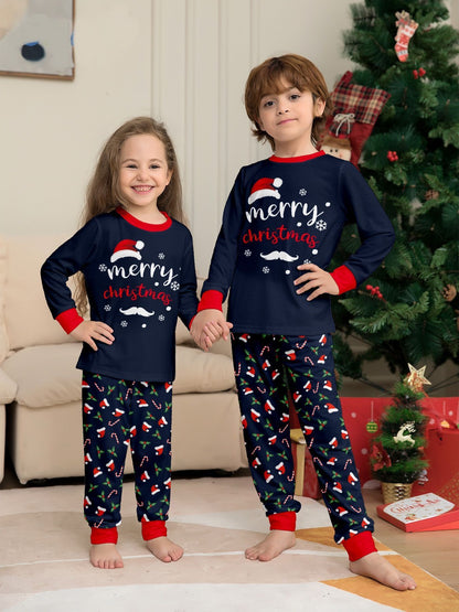 Christmas Family Matching Outfits Mother Father Kids Pajamas Set Santa Hat Print Loose Xmas Sleepwear Baby Romper Dog Clothes