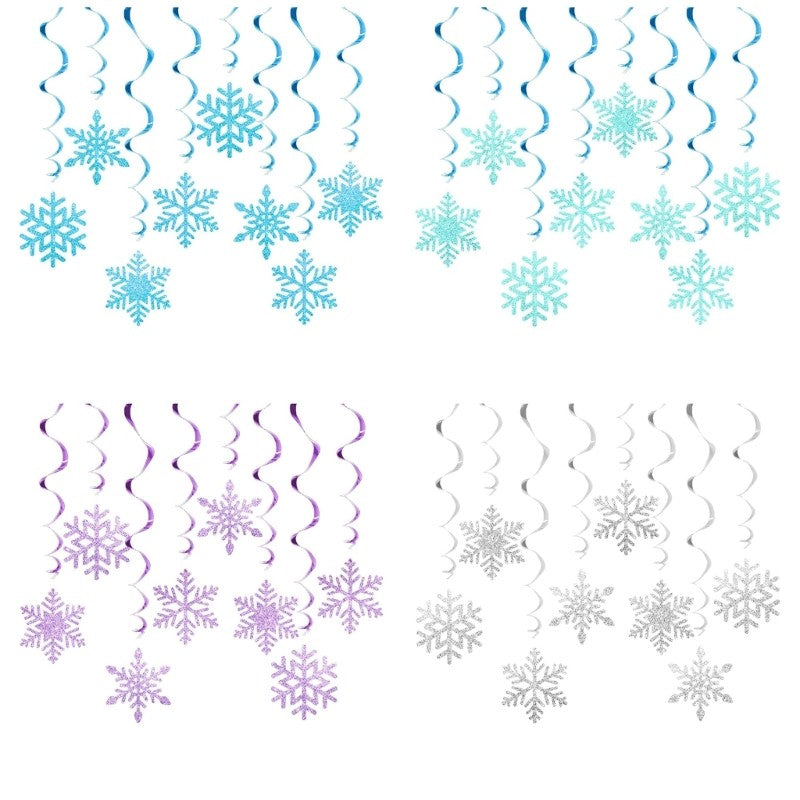 Set of 8 Christmas Swirls Snowflake Ornament Christmas Snowflake Swirls Decorations Beautiful Spirals Hanging Accent