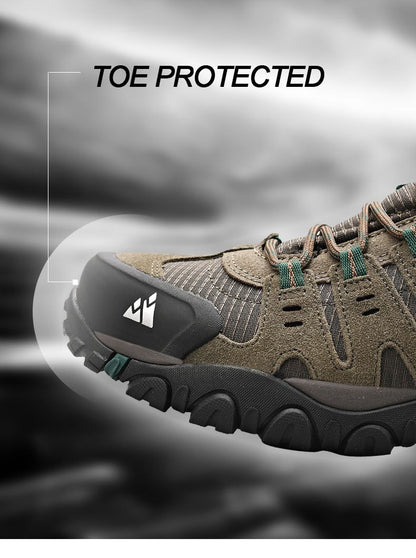 HIKEUP Tênis Masculino de Caminhada em Couro Camurça, Calçados Outdoor Resistentes ao Desgaste Masculinos para Trekking, Caminhada, Caça e Tênis Táticos