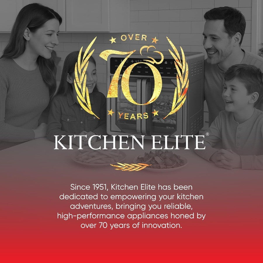 Forno Fritadeira Elétrica sem Óleo French Door de 15 Litros, Tamanho Família, Convecção de Bancada com Display LED, Aço Inoxidável para Grandes Quantidades C
