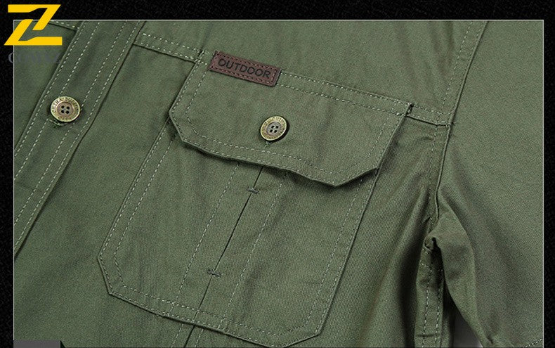 New Men's Work Shirt Casual Retro 100% Cotton Short Sleeve Flying Cargo Shirt Men's Summer Fishing Hunting Multi Pocket Shirt