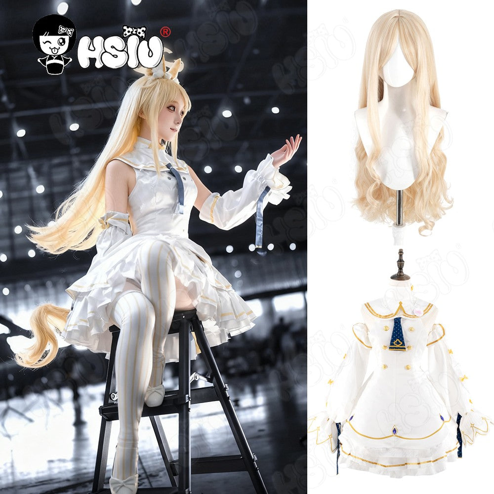 Yurizono Seia Cosplay Clothing Wig Fiber synthetic wig?HSIU ?Full Costume Skirt Set Yellow Long Wig Game Blue Archive cosplay