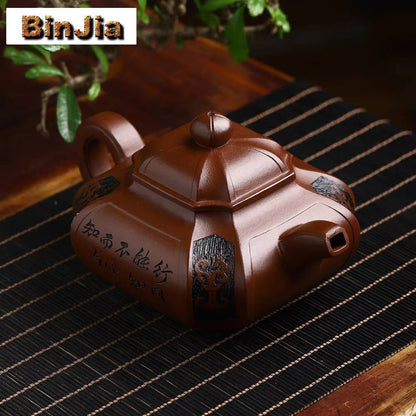 Bule de Chá de Argila Roxa Yixing de 360ml Famoso Bule Feito à Mão Antigo e Deteriorado Bule de Lama Dicaoqing Conjunto Chinês Zisha Coleção Presente