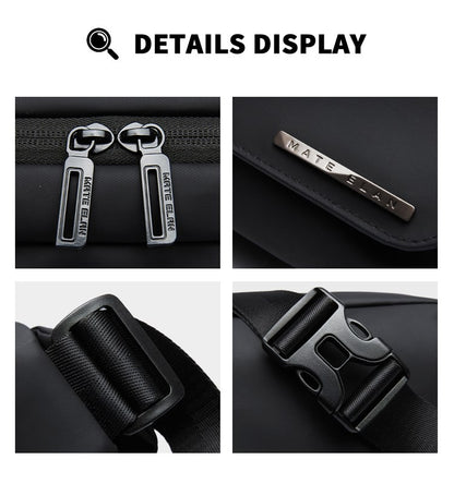 MATE ELAN Urban Business Thin Crossbody Shoulder Bag Men Fashion Waterproof Waist Fanny Pack Chest Bags Black Best iPad Bumbag