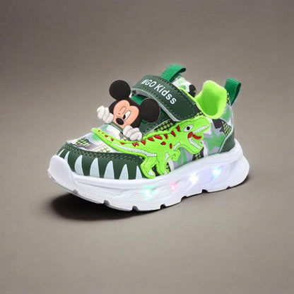 2025 New Disney Boys Led Lighted Shoes Fashion Mickey Children's Casual Sneakers Kids Luminous Shoes Sport Shoes Lighted Shoes