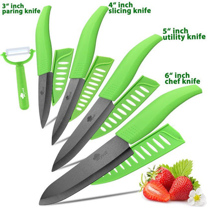 Ceramic Knives Set for Kitchen 3 4 5 6inch Chef Knife Anti-slip Handle Rustproof Blade Fruit Vegetable Slicer Paring Cook Cutter