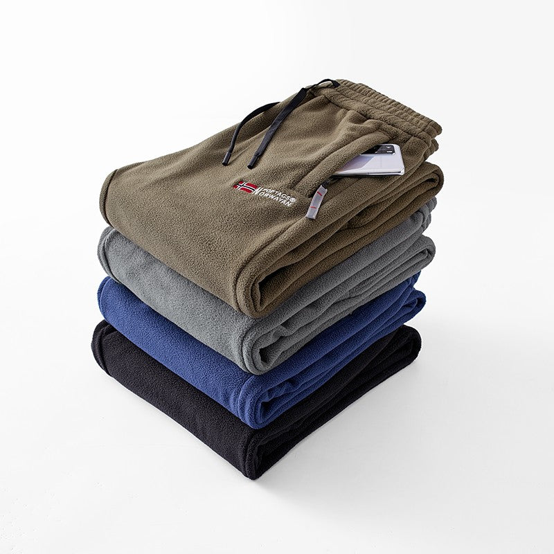 Brand Winter Wool Sweatpants Men's Thickened Double-Sided Fleece Casual Trousers Jogger Men's Outdoor Down Cotton Warm Pants