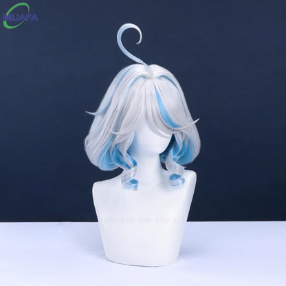 Really High Quality Fontaine Focalors Cosplay Wig Long Short Furina Wigs Blue White Curly Heat Resistant Hair Anime Wigs +WigCap