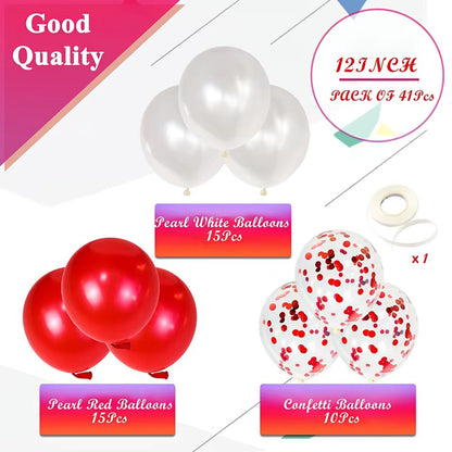 41pcs Pearl White Red Latex Balloon Set 12 Inch Red Confetti Balloons Birthday Wedding Bride Wedding Christmas Decorations