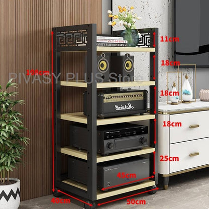 Rack Amplificador de Relevo 4 Cores, 3 Ajustes de Altura, Prateleira de Áudio, Suporte de Alto-Falante Grau E1 para Home Theater, Armazenamento de Amplificadores e Reprodutores