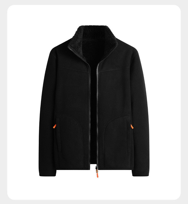 Plus Size Women's Autumn Winter Thickened Double-sided Fleece Hooded Jacket Zipper Long Sleeve Warm Outerwear Casual Style Sh...