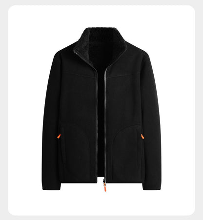 Plus Size Women's Autumn Winter Thickened Double-sided Fleece Hooded Jacket Zipper Long Sleeve Warm Outerwear Casual Style Sh...