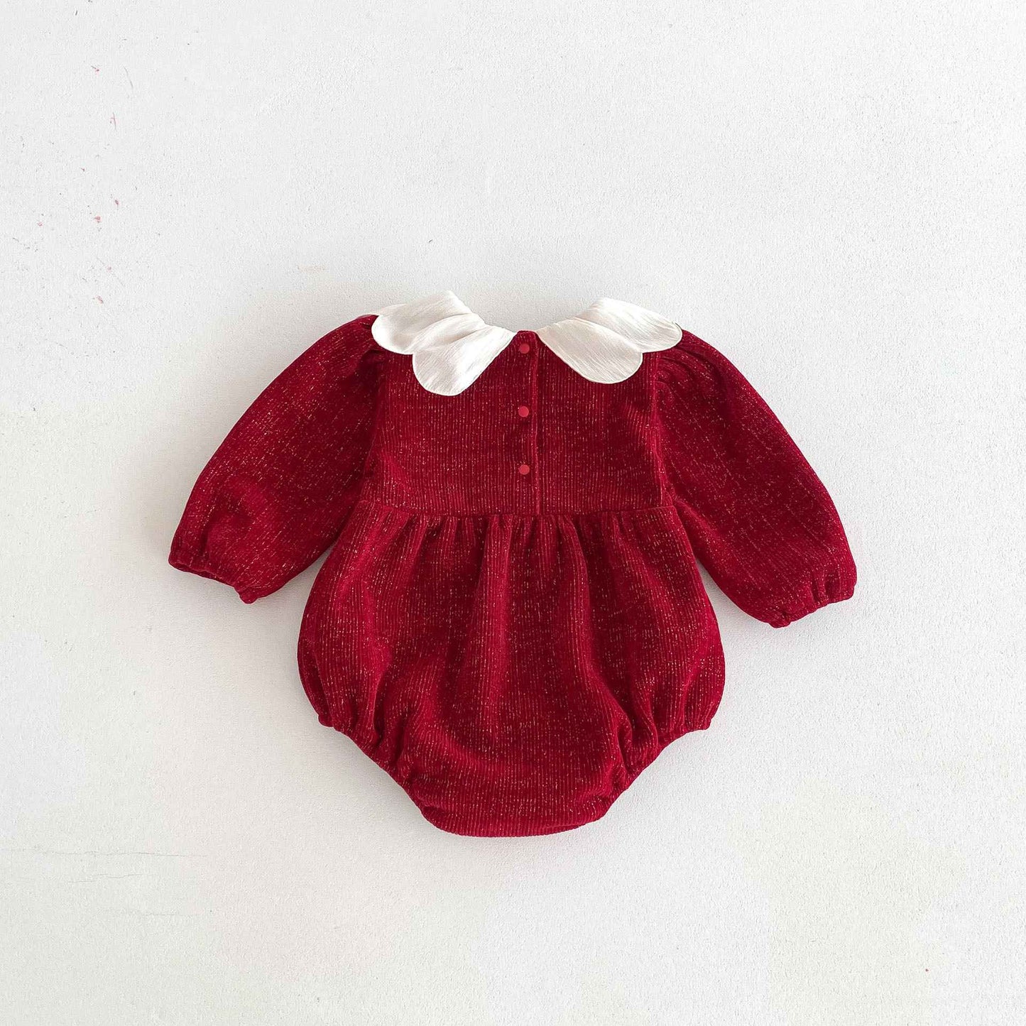 Newborn Christmas Red Clothes Autumn Kids Baby Girls Sweet Petal Collar Princess Rompers Infant New Baby Girls Rompers Clothes