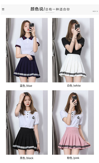 High Waist Women's Skirts Striped Pleated Elastic Waist Female Sweet Mini Dance Plaid Skirt Y2k Korean England Style