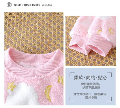 Winter Kids Pajama Set Thick Flannel Sleepwear for Boys and Girls, Warm Fleece Lined Homewear for Toddlers and Children