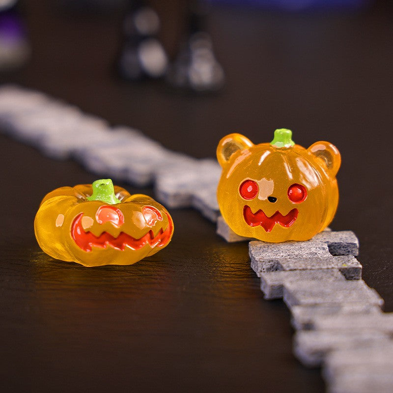 8/16/24pcs Luminous Halloween Micro Landscape Miniature Figurine Resin Craft Mini Fairy Garden Ornament Pumpkin Ghost Decoration