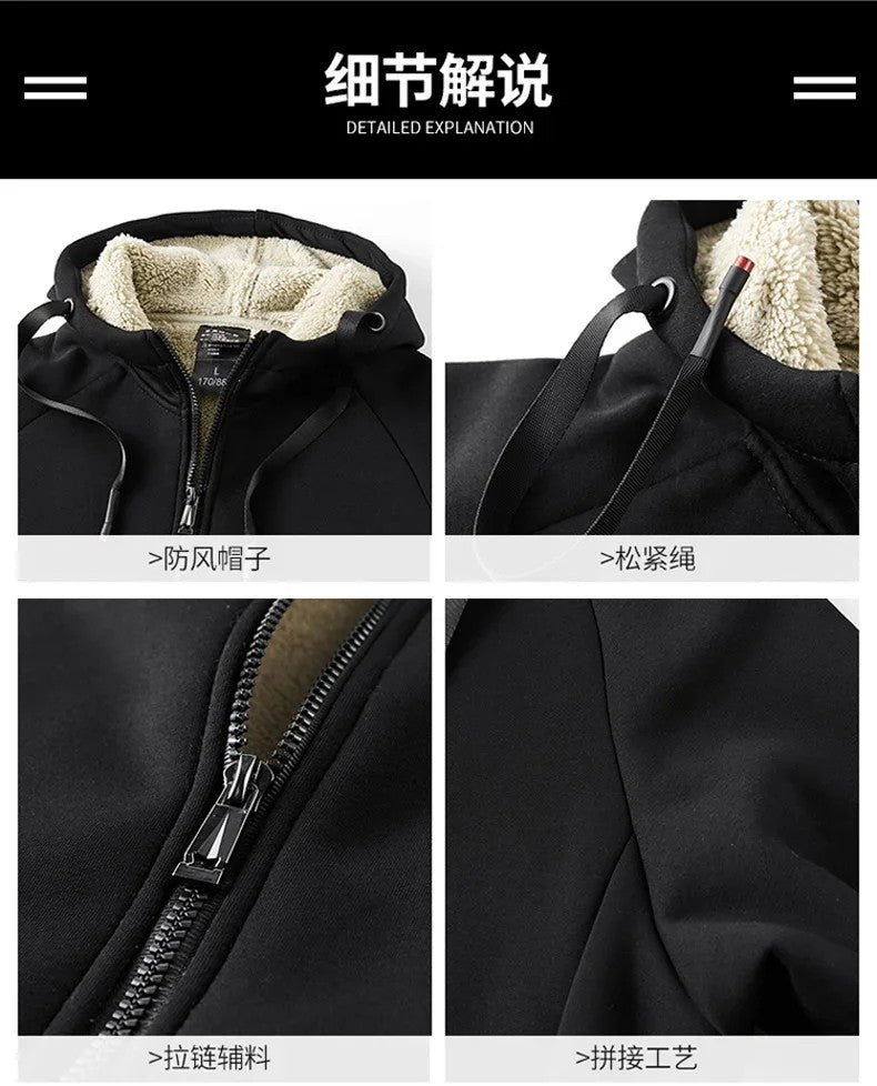 Lamb Cashmere Tracksuit Set Winter Men Sportsuit Gym Sportswear New Thermal Hoodies Fleece Tracksuit Windproof Sport Suit Men