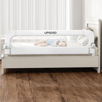 Toddler Folding Bed Rail with Enhanced Safety Anchors, Suitable for Bunk, Full, Queen, King, and Twin Beds (White)