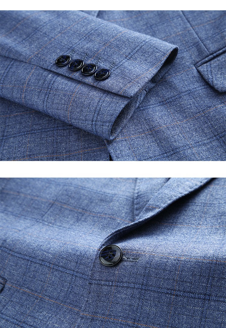 Mens Suits 3 Piece Business Office Formal Set Checkered Pattern Slim Fit Blazer Vest Pants High Quality Luxury Work Wedding