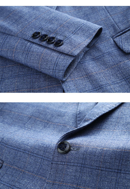 Mens Suits 3 Piece Business Office Formal Set Checkered Pattern Slim Fit Blazer Vest Pants High Quality Luxury Work Wedding