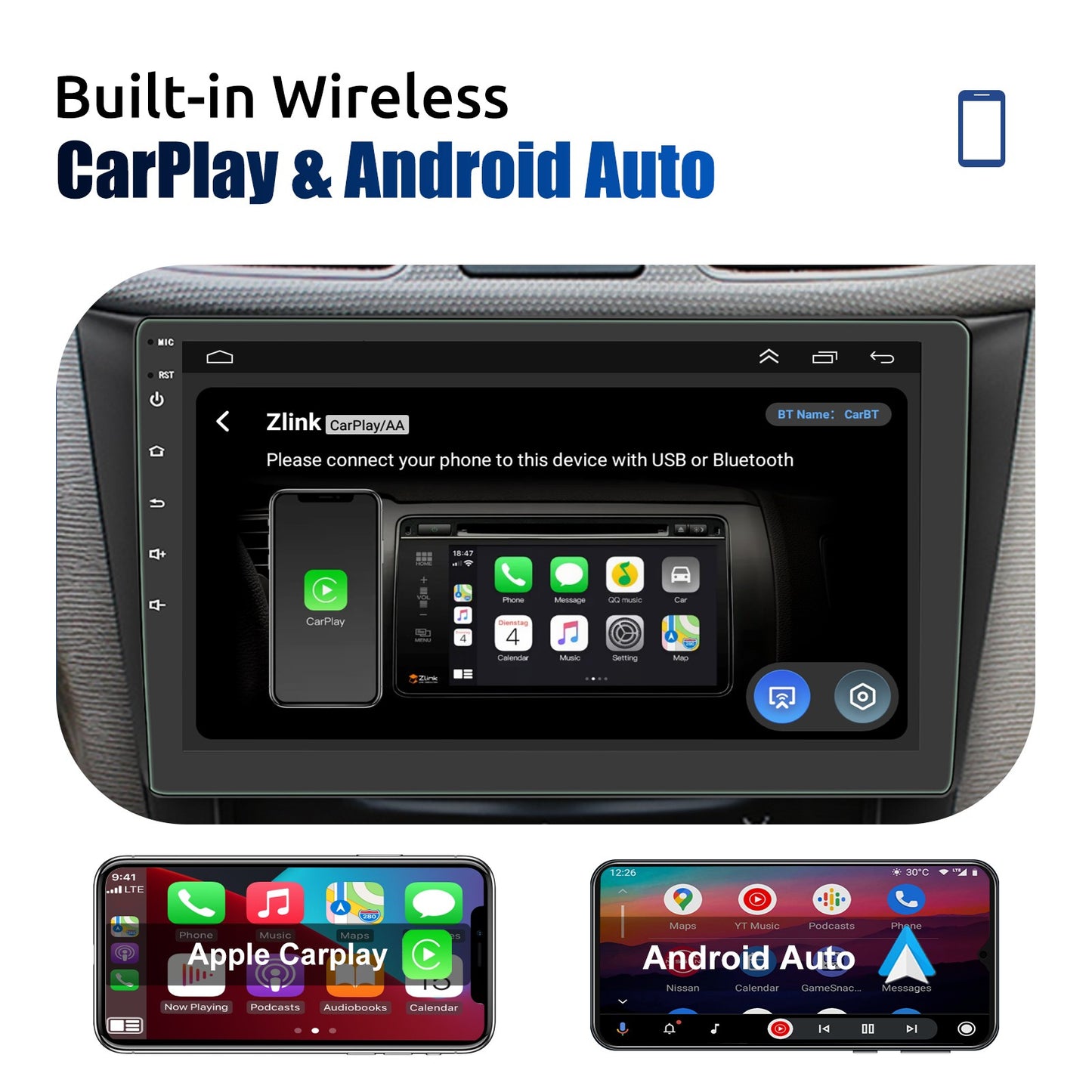 ESSGOO 10" Car Radio Android Auto Carplay Car Stereo Multimedia Player Universal WIFI GPS Autoradio Car Intelligent Systems