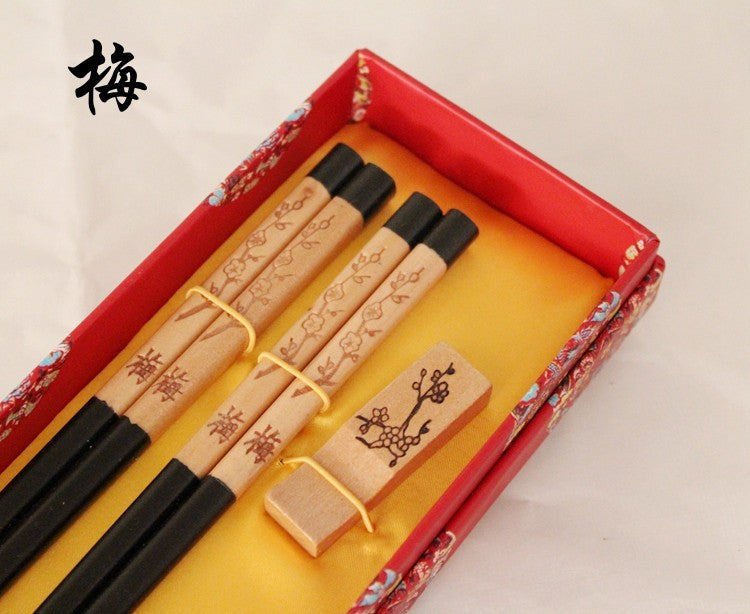 Hashis de madeira 2 pares com descanso características chinesas China Affairs apresenta melhor presente pauzinhos lembrança