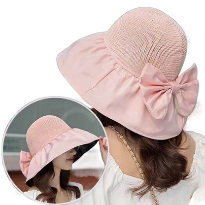 Summer Women Bucket Hat Anti-UV Sun Hats Soft Portable Wide Brim Outdoor Beach Hat Panama Cap With Storage Bag