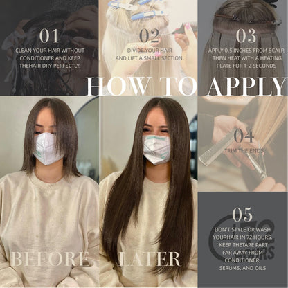 Tape In Hair Extensions Synthetic Hair 10Pcs 20Inch Long Straight Skin Weft Straight Seamless Hair Invisible Tape In Hairpiece