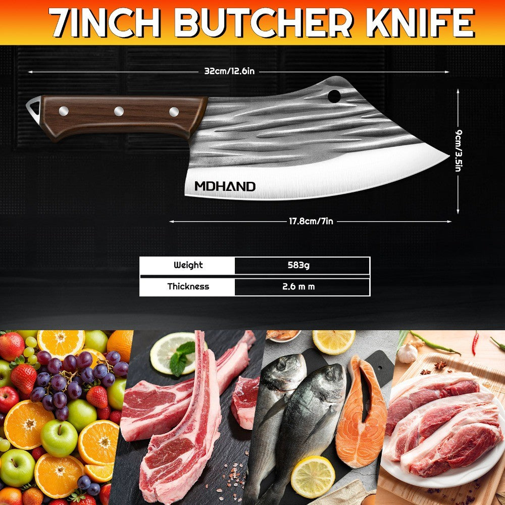 MDHAND High-carbon Stainless Steel Kitchen Knife Handmade Forged Chef  Knife Bone Chopper Traditional Cleaver Slicing Knife