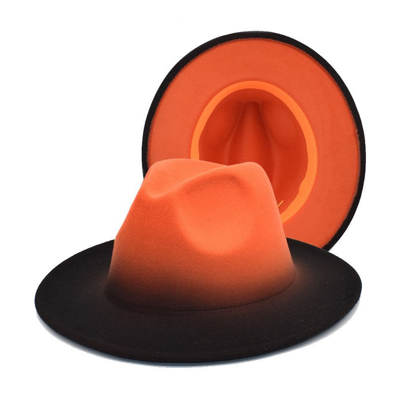 Winter Fedora Hats for Men Jazz Caps Gradient Dancing Evening Party Elegant Western Cowboy Hat Black Green Outdoor Sun Caps
