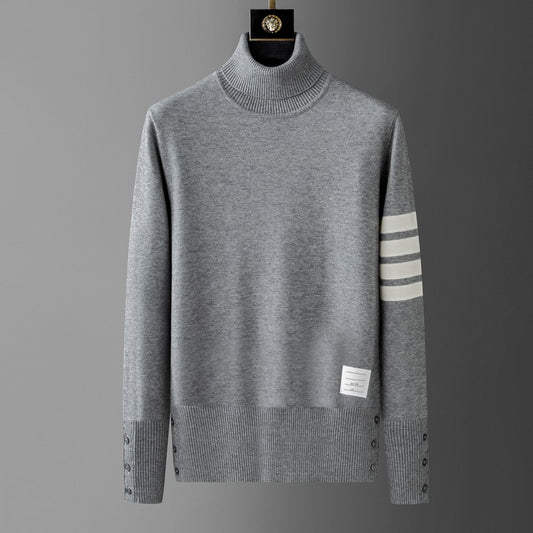 High end brand men's knitted sweater autumn and winter new item high-end striped design Korean version boutique casual pullover