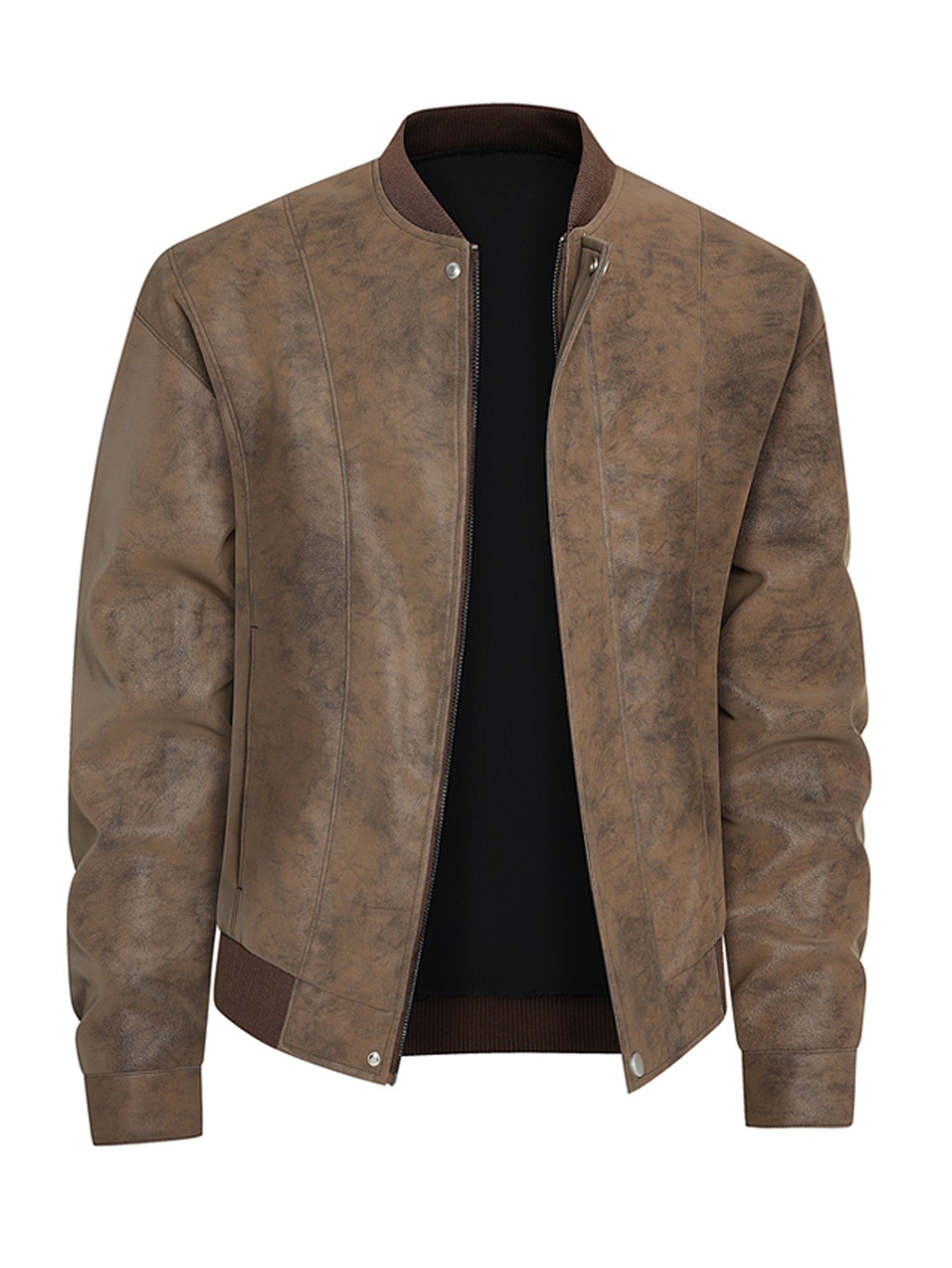 Men'S Motorcycle Jacket - Windproof Thermal Zip-Up Biker Coat with Stand Collar, Full-Zip Closure, Front Pockets - Lightweight N