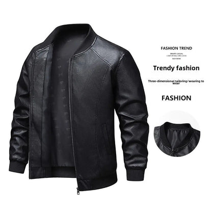 Men's Slim Fit Leather Jacket 2025 New Style Versatile Cool Fashionable PU Leather Coat Casual Streetwear